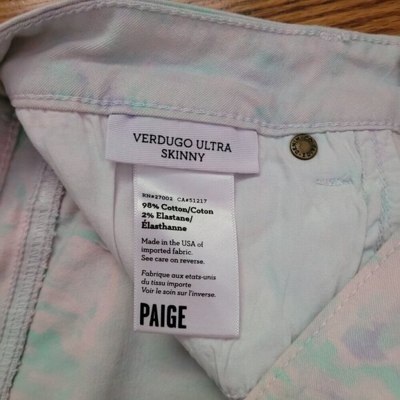 NWT PAIGE | Verdugo Ultra Skinny Mid Rise Patterned Jeans | Sz. 31 - Picture 9 of 11